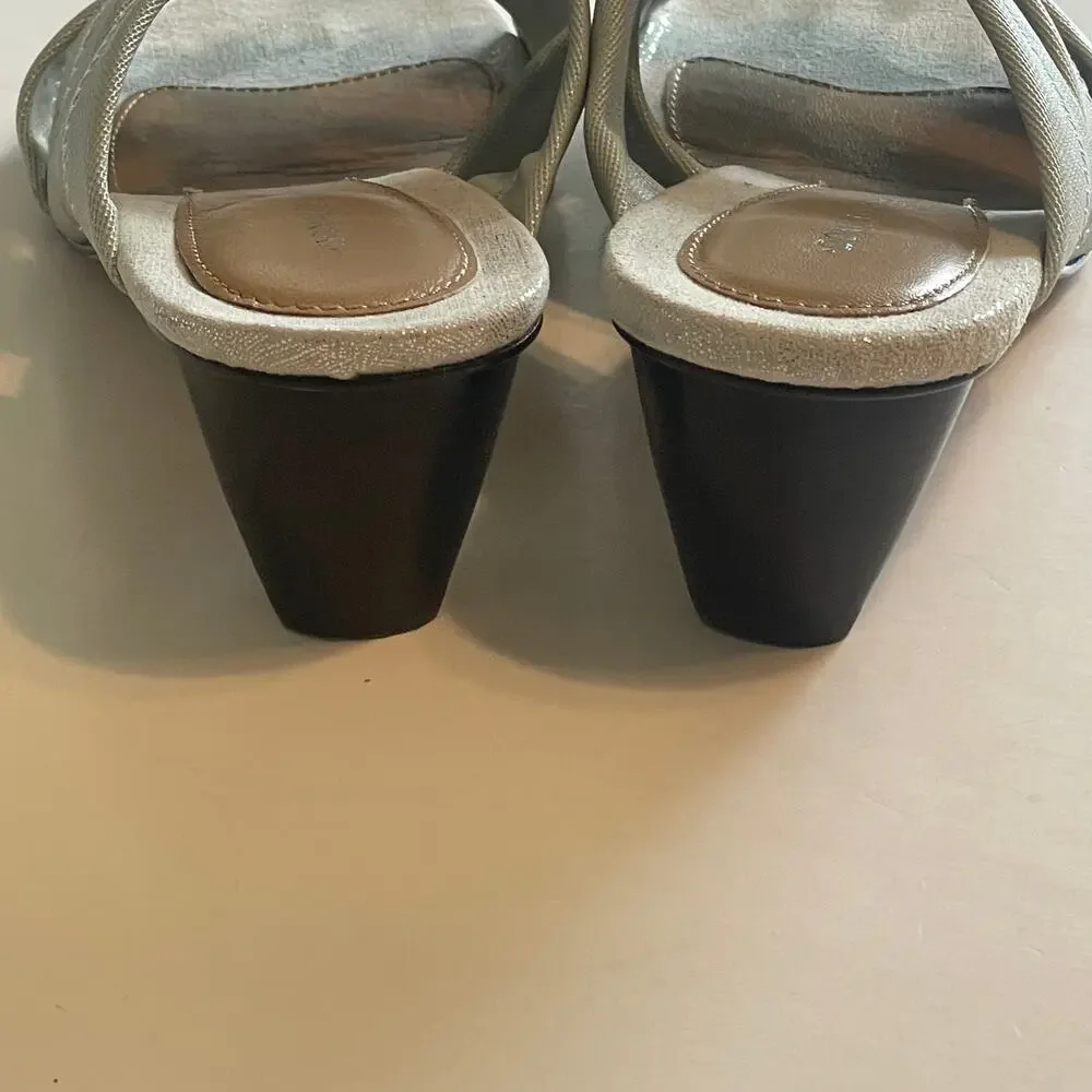 Donald J. Pliner HAIA Open Toe Sandals Womens Size 10 Mint Green Silver Metallic